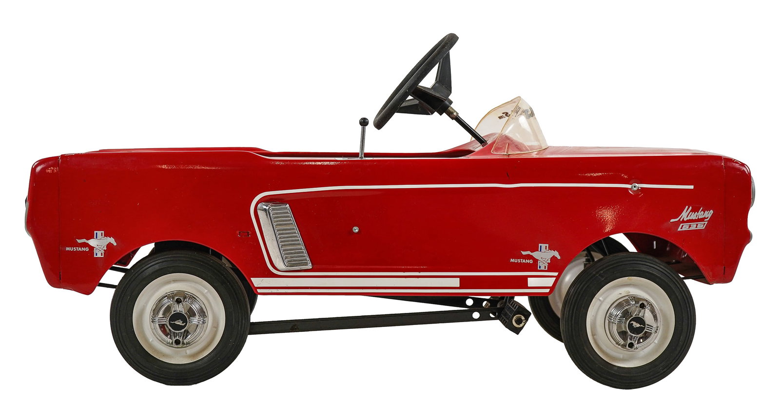 Ford Mustang 535 Pedal Car: Late 1960's AMF Ford Mustang 535 pedal car, pressed steel, length 38"