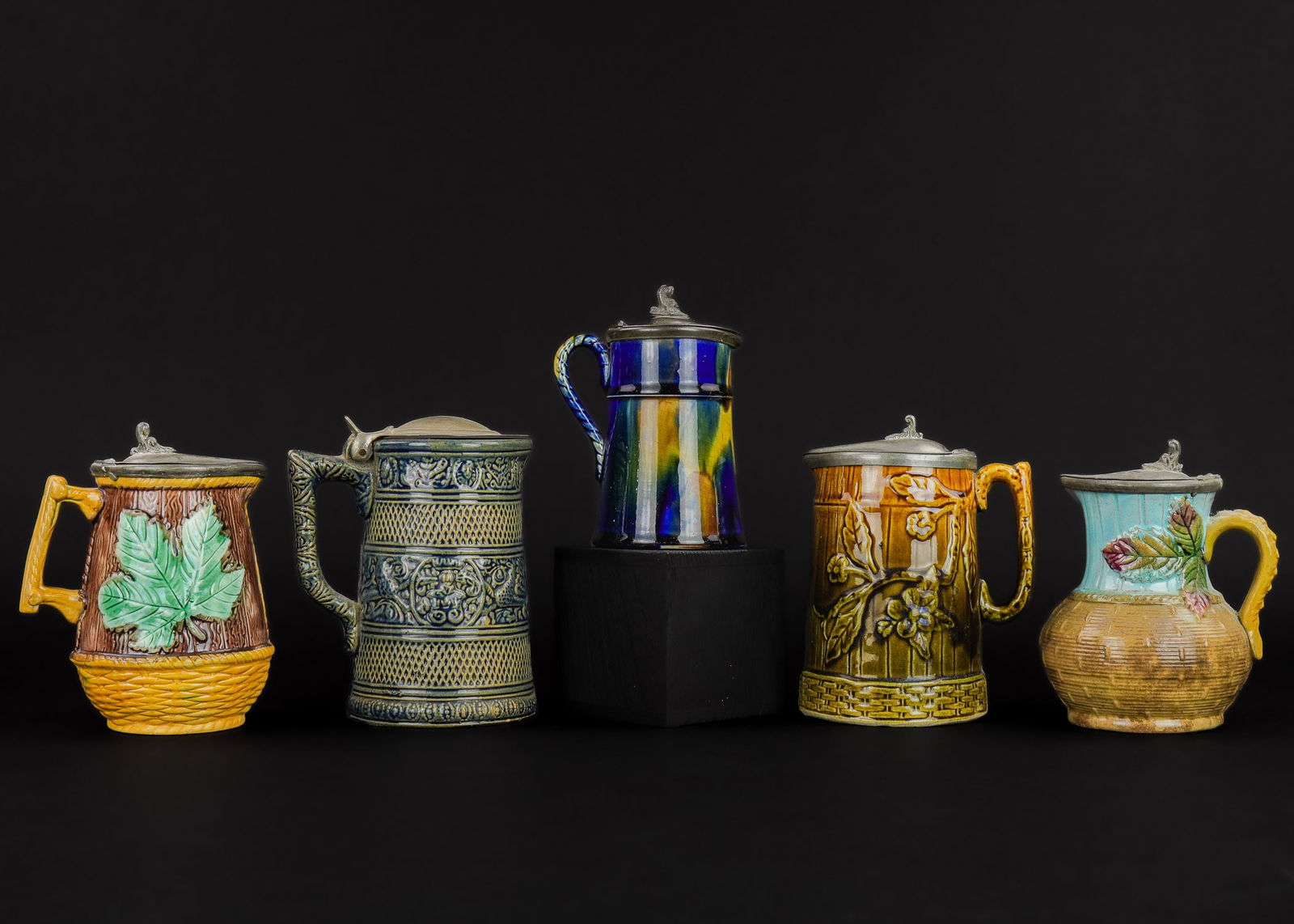 5 Majolica Syrup Pitchers (1 of 4)