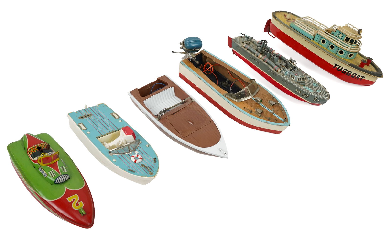 Vintage Tin Litho, Plastic Speedboats (1 of 4)
