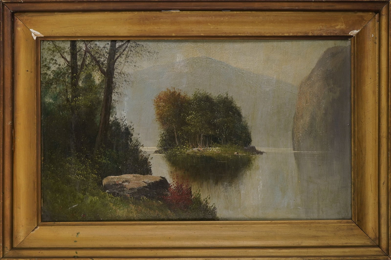 Attr. Chloe Fogg - Vermont Landscape: Attributed Chloe Fogg - Vermont Landscape oil on canvas 14 x 22" 18 x 27" as framed.