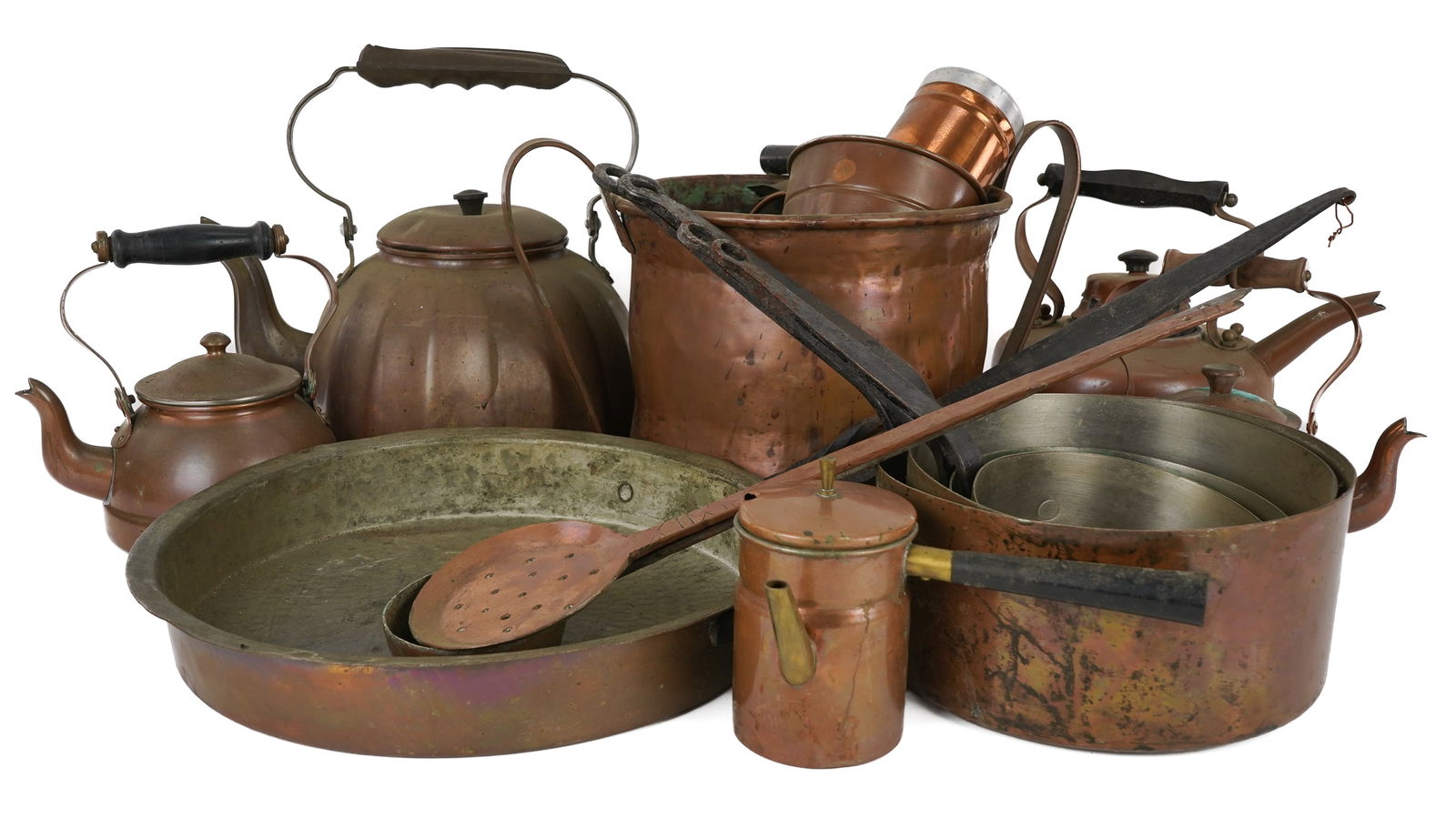 Collection of 15 pcs. of Copper Cookware (1 of 2)