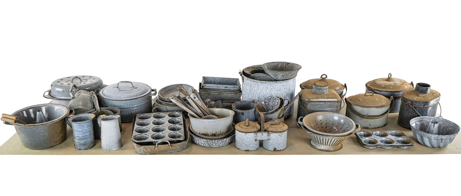 Large Collection of Gray Graniteware (1 of 4)