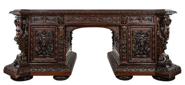 Ornate Baroque Revival 19th c Desk