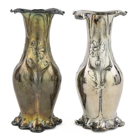 Pair of Gorham Martele Sterling Silver Vases
