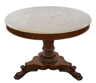Empire Mahogany Marble Top Center Table