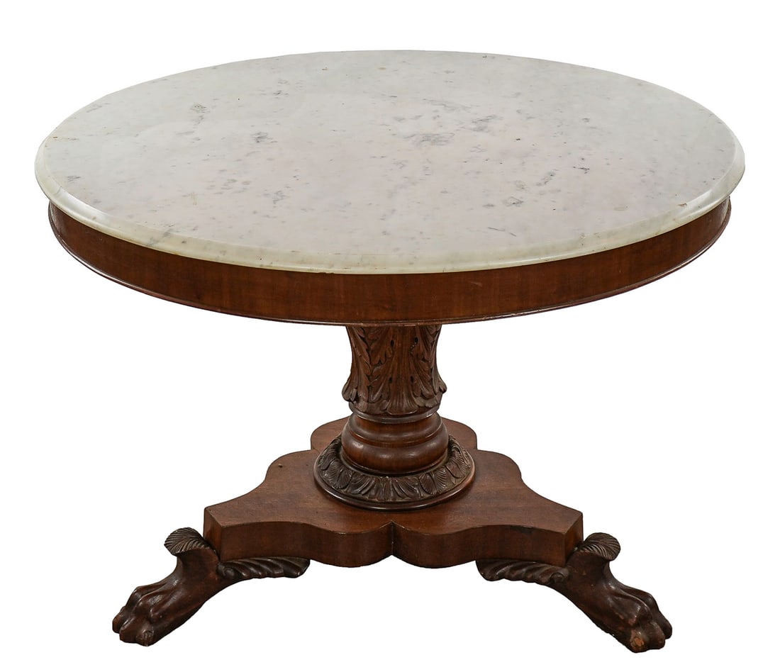 Empire Mahogany Marble Top Center Table (1 of 7)