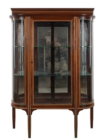 Mahogany Curved Glass Cabinet.