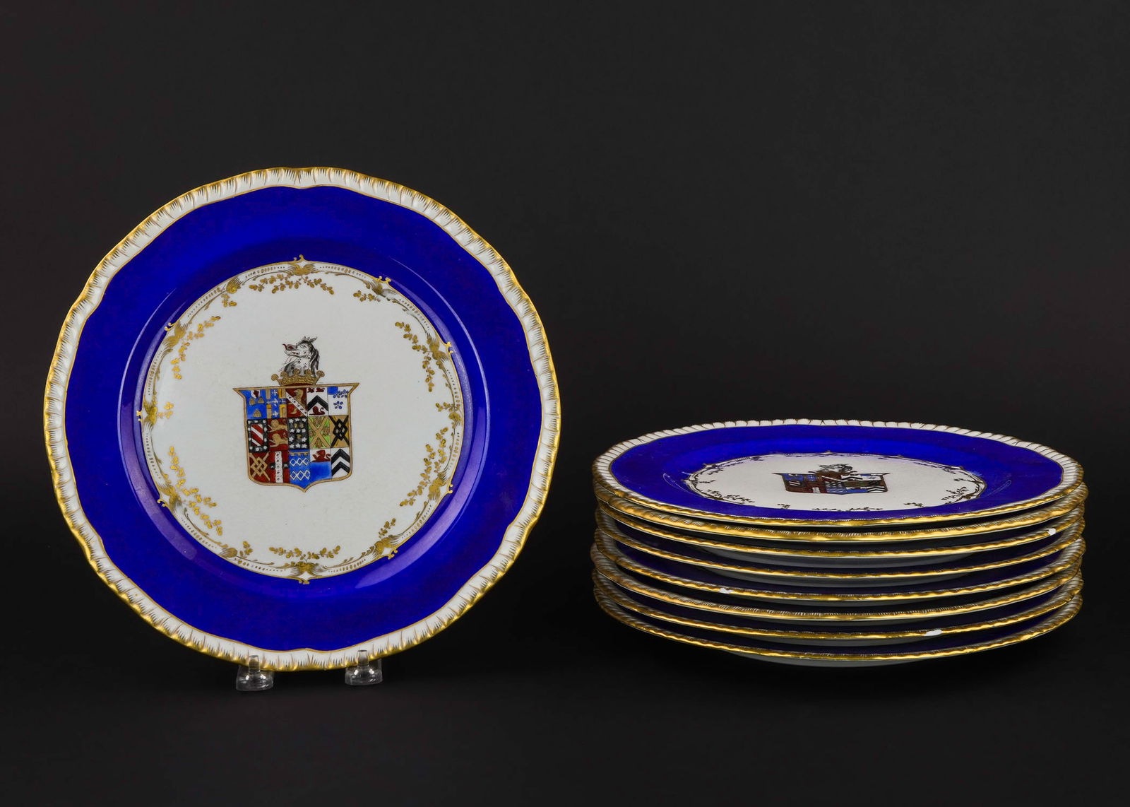 9 Armorial Crest Decorated Dinner Plates (1 of 4)