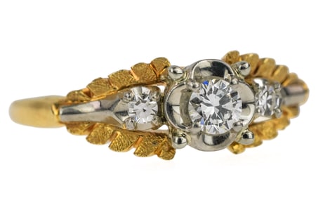 14k 3 Stone Diamond Ring