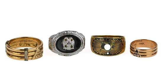 4 Masonic Gold Rings