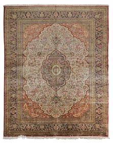 Fine Late 20th c Persian Silk Main CarpetArea Rug