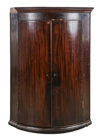 19th Barrel Front Mahogany Hanging Cupboard