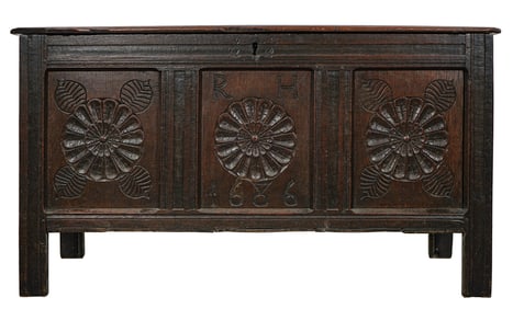 Ca. 1700 English Oak Carved Chest