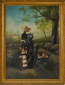 19th c genre scene with mother and children