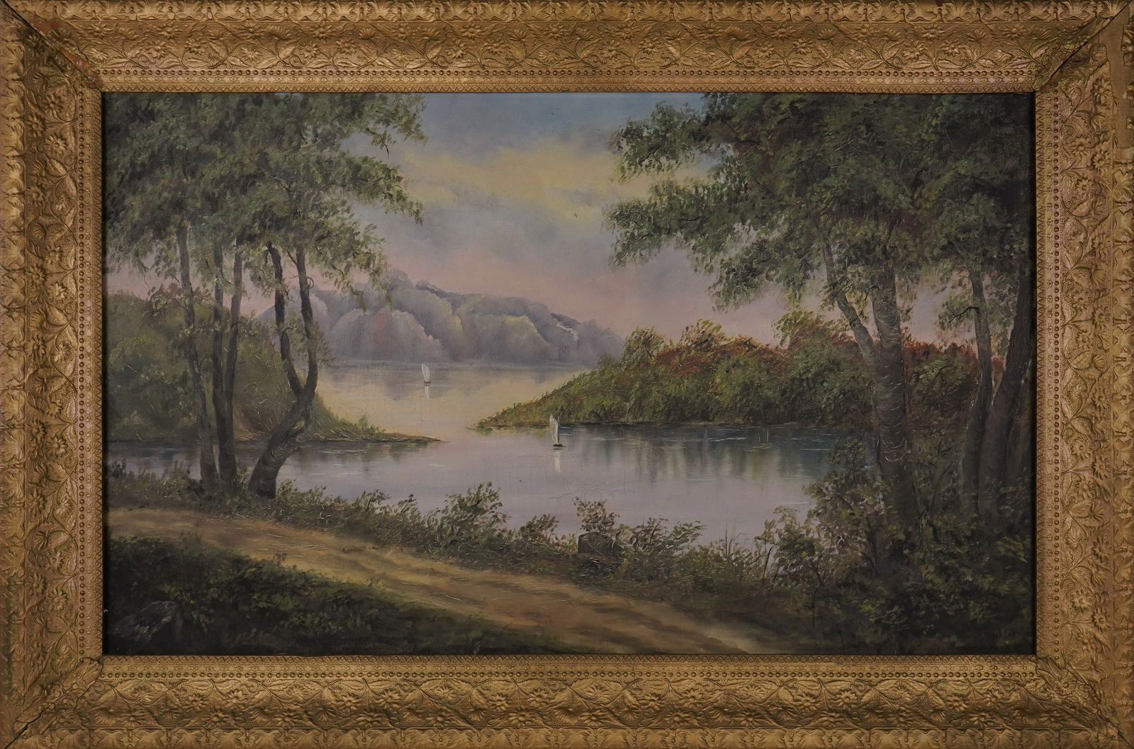 19th c o/c Hudson River School Landscape (1 of 4)