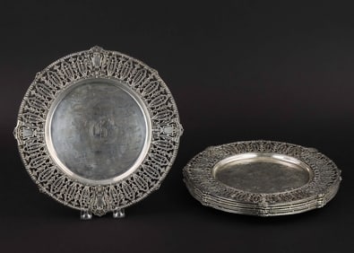 8 Dominick and Haff Sterling Reticulated Chargers