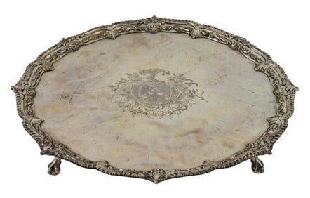 1766 London Claw Footed Sterling Silver Salver