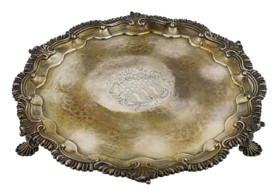 1742 London Shell Footed Sterling Silver Salver