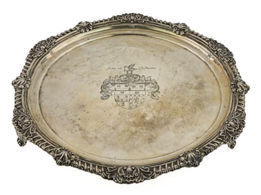 Sheffield Gadrooned Sterling Silver Salver