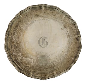 Gadrooned Rim Sterling Silver Round Tray