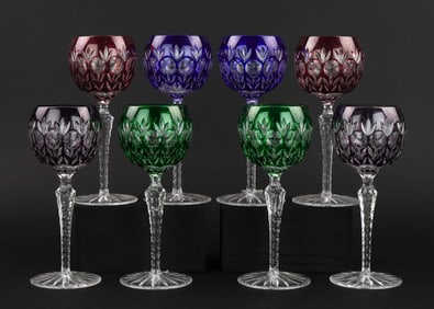 Set of 8 Crystal Cut To Clear Wine Goblets