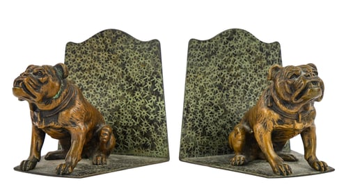 Austrian Bronze Bulldog Bookends