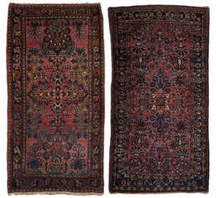 2 Mid 20th c Persian Sarouk Area Rugs