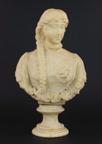 19th c Victorian White Marble Bust