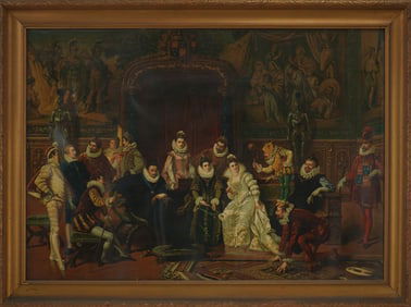 19th c French Court Scene Chromolithograph