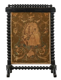 Victorian Needlepoint Fire Screen