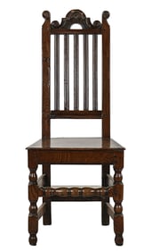 18th c William & Mary Bannister Back Oak Chair