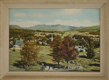 Sawyer hand colored photo print of Stowe VT