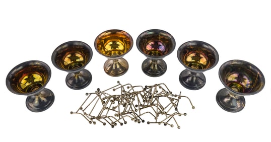 6 Sterling Sherbets and 24 Place Card Holders