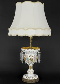 Bohemian Amber Cased Cut To Clear Table Lamp