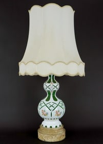 Bohemian Emerald Cased Cut To Clear Table Lamp