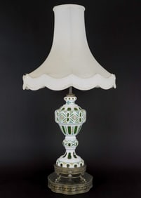 Bohemian Emerald Cased Cut To Clear Table Lamp