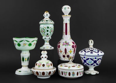 6 Bohemian Cased Cut To Clear Tableware Items