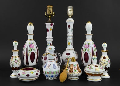 10 Bohemian Cased Cut To Clear Decorative Items