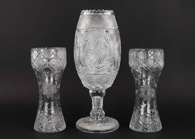 3 Lead Crystal and Cut Glass Vases