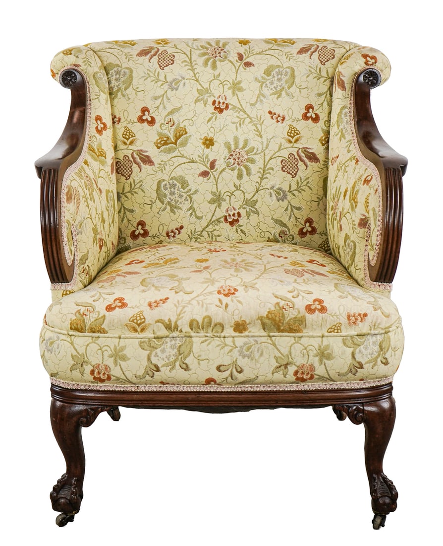 Victorian Walnut Clawfoot Armchair (1 of 5)