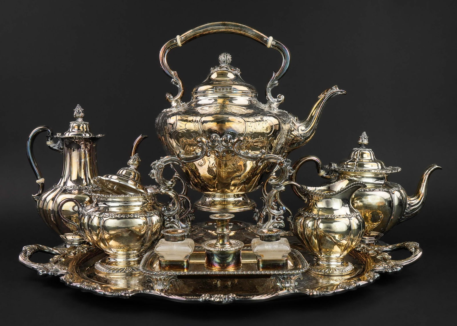 Tiffany and Co. Plated Tea Set, Inkstand, Kettle (1 of 7)