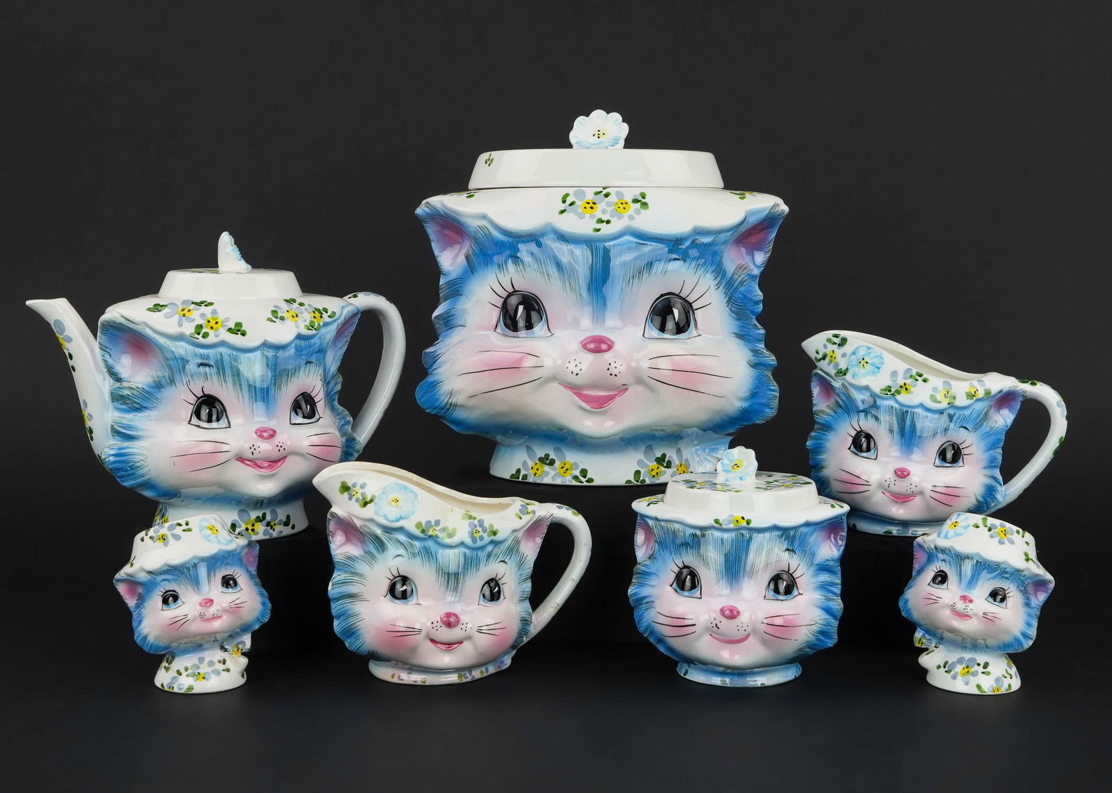 1950's Lefton Ceramic Kitschy Cat Tea Set (1 of 8)