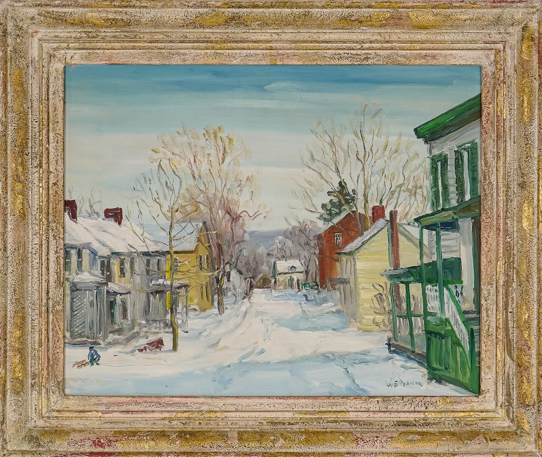 Walter Emerson Baum (AM 1884-1956) New Hope Street: Walter Emerson Baum (American 1884-1956) New Hope Street 16 x 20" 20 x 24" as framed
