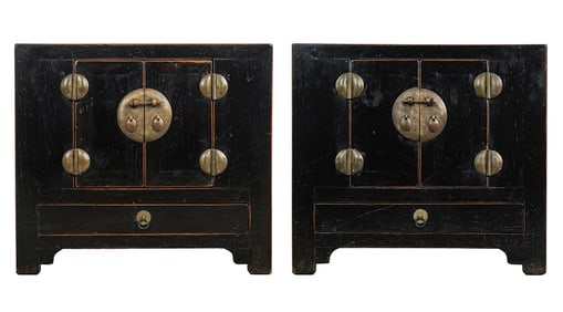 Pair of Shanxi 19th c Lacquered Cabinets