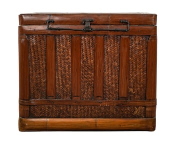 Antique Chinese Bamboo & Rattan Chest