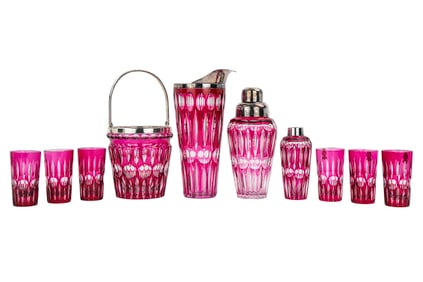 10 pc. Nachtmann Cranberry Crystal Cocktail Set