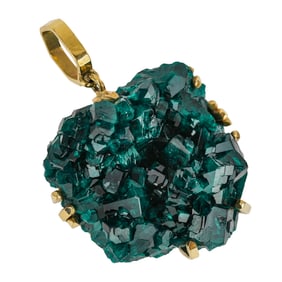 14k & Raw Green Crystal Pendant