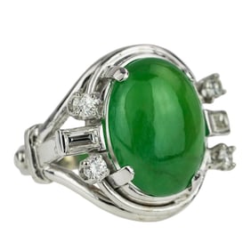 Modern Jade & Diamond Ring