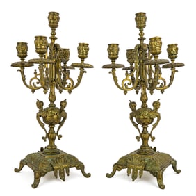 20th c French Brass Candleabra