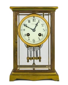 J E Caldwell Gilt Brass Crystal Regulator